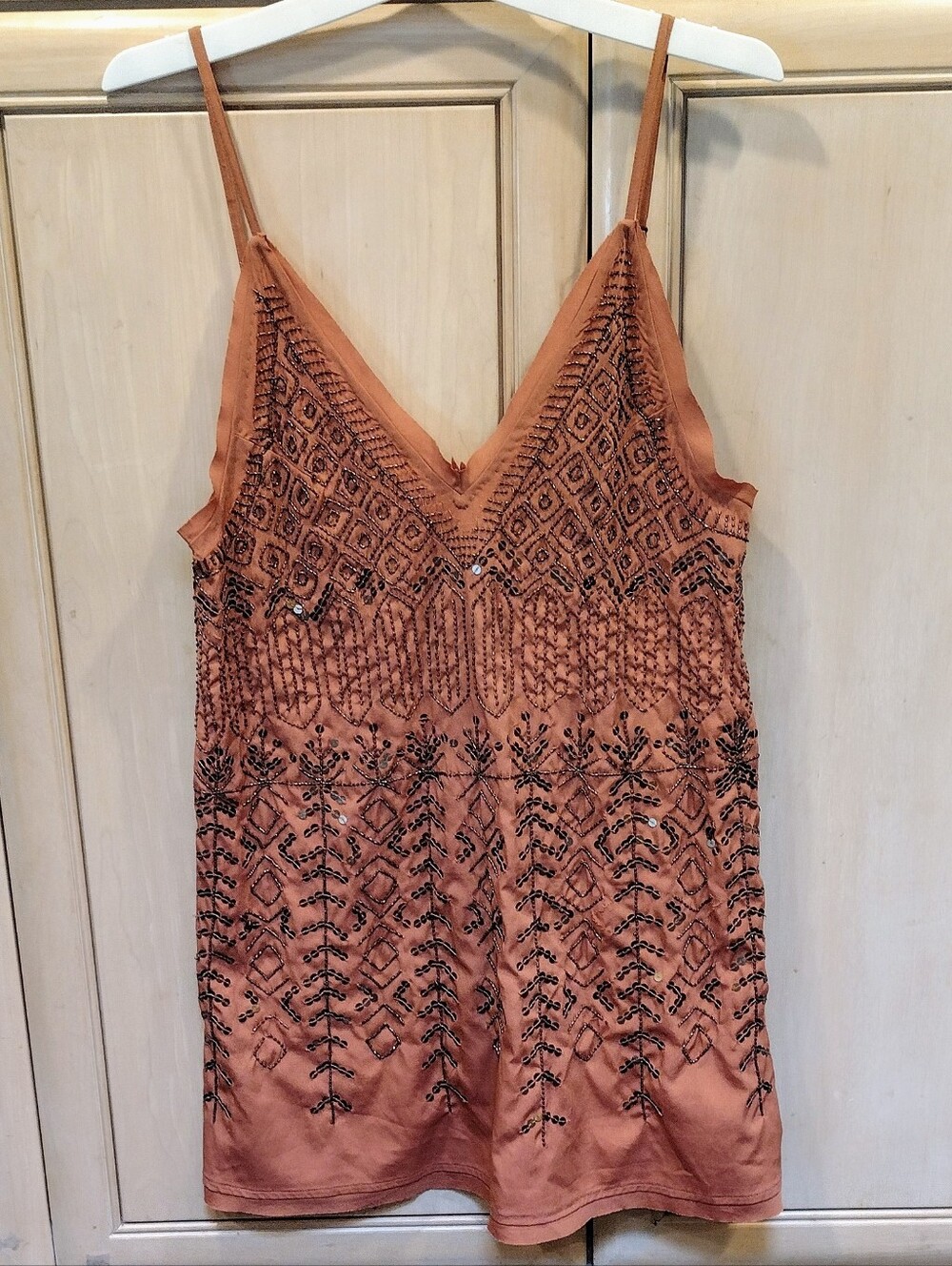 Free People Arizona Terracotta Embellished Mini Slip Dress